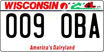 WI license plate 009OBA