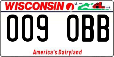 WI license plate 009OBB