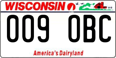 WI license plate 009OBC