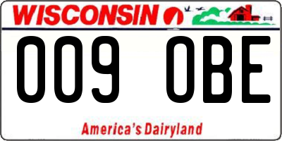 WI license plate 009OBE