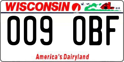 WI license plate 009OBF