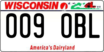 WI license plate 009OBL