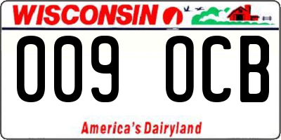 WI license plate 009OCB