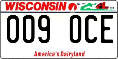 WI license plate 009OCE