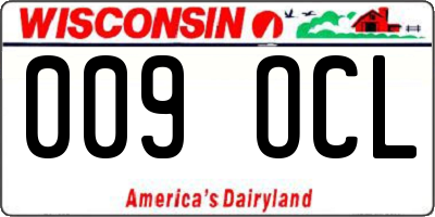 WI license plate 009OCL