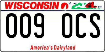 WI license plate 009OCS