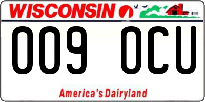 WI license plate 009OCU