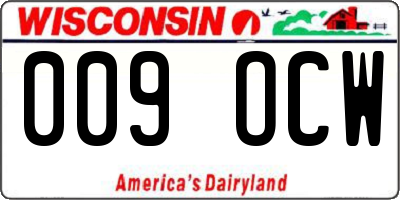 WI license plate 009OCW