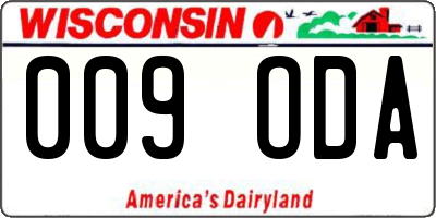 WI license plate 009ODA