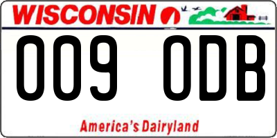 WI license plate 009ODB