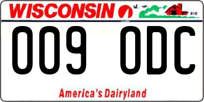 WI license plate 009ODC