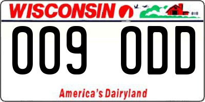 WI license plate 009ODD