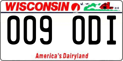 WI license plate 009ODI