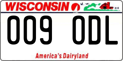 WI license plate 009ODL