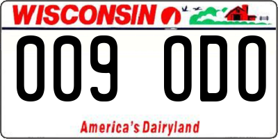 WI license plate 009ODO