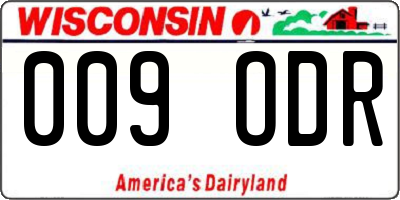 WI license plate 009ODR