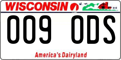 WI license plate 009ODS