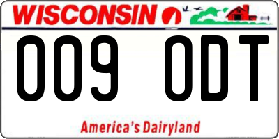 WI license plate 009ODT