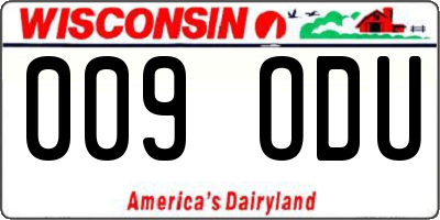 WI license plate 009ODU