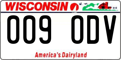 WI license plate 009ODV