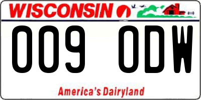WI license plate 009ODW