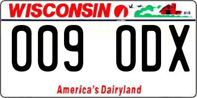 WI license plate 009ODX
