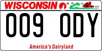 WI license plate 009ODY