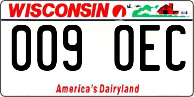 WI license plate 009OEC