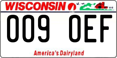 WI license plate 009OEF
