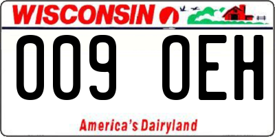 WI license plate 009OEH