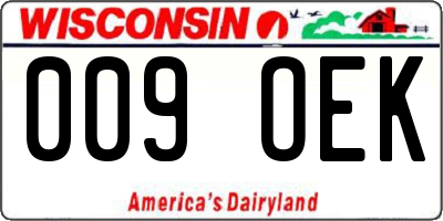 WI license plate 009OEK