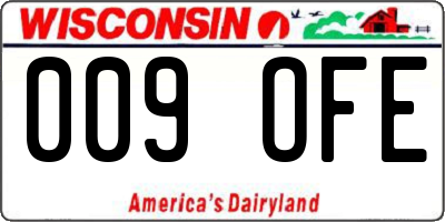 WI license plate 009OFE