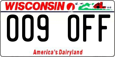 WI license plate 009OFF