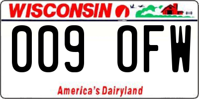 WI license plate 009OFW