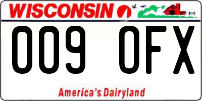 WI license plate 009OFX