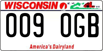 WI license plate 009OGB