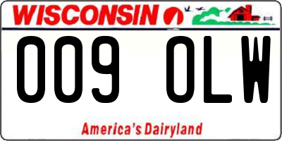 WI license plate 009OLW