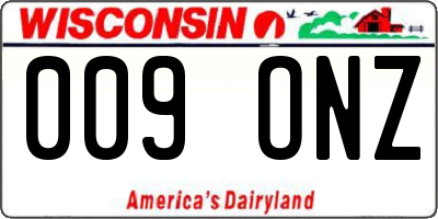 WI license plate 009ONZ