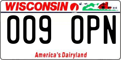 WI license plate 009OPN