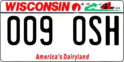 WI license plate 009OSH