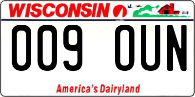 WI license plate 009OUN