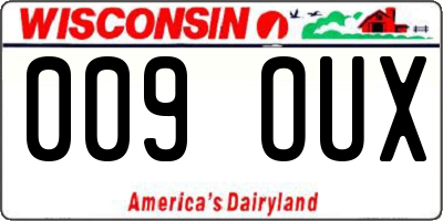 WI license plate 009OUX