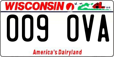 WI license plate 009OVA