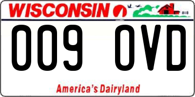 WI license plate 009OVD