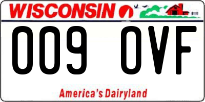 WI license plate 009OVF