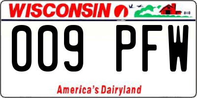 WI license plate 009PFW