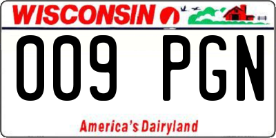 WI license plate 009PGN