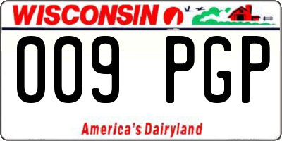 WI license plate 009PGP