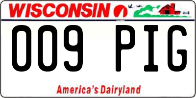 WI license plate 009PIG