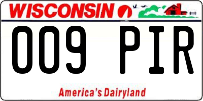 WI license plate 009PIR